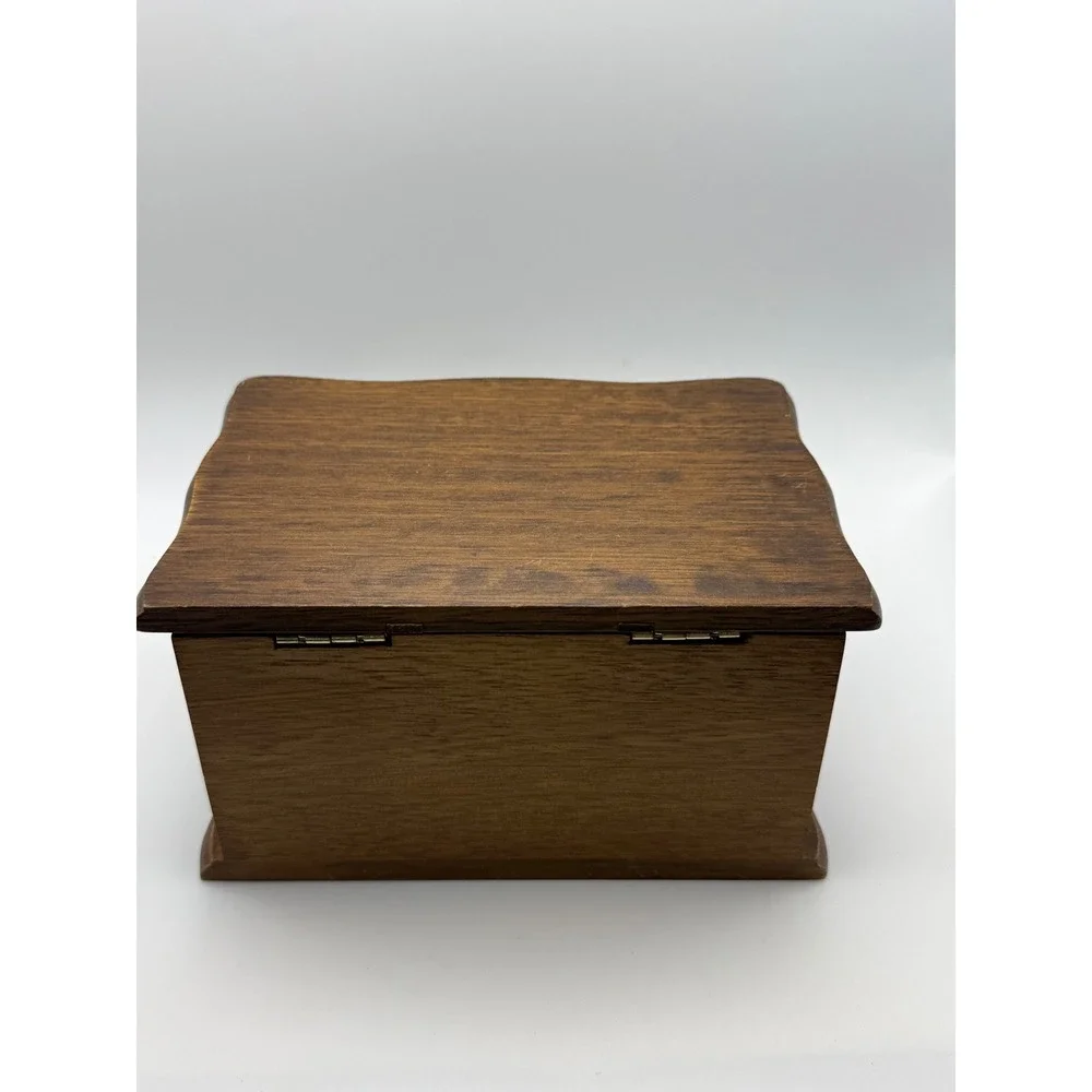 Centurion Vintage Wooden Jewelry Box Mirror Mustard Yellow Velvet Ring Drawer